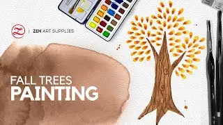 How To Paint Fall Trees in Watercolor | Easy Watercolor Landscape Tutorial