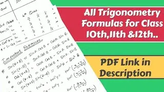 All Trigonometry Formulas For Class 10th,11th and 12th PDF download