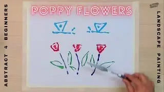 Poppy Flowers/ Abstract Acrylic Painting Demo Step by Step for Beginners / Relaxing