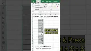 Arrange data in Ascending Order - Excel Tips & Tricks by 