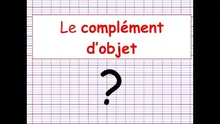 Le complément d'objet