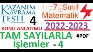 7. Sınıf | MEB | Kazanım Testi 4 | 2022 2023 | Matematik | Tam Sayılarla İşlemler 4 | Çözümleri