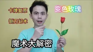 魔术大解密，玫瑰变色，咬牌复原术，铡刀幻术魔术教学