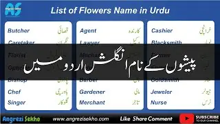 List of Professions name in Urdu payshon ke naam urdu main  پیشوں کے نام