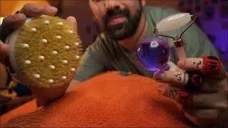 ASMR Facial cleansing & massage therapy to pamper you in bed [Layered sounds]