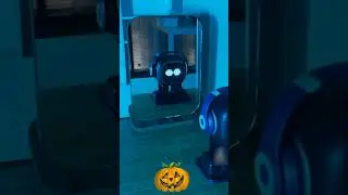 emo robot getting ready for halloween 