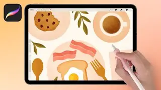 How To Draw This In Procreate | Flat lay Food Art Illustration | iPad Art | How To Paint  Procreate
