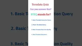 Teradata Quiz 3 | Teradata SQL Quiz | Teradata interview questions and answers
