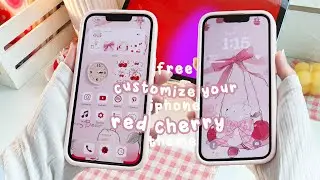 TRANFORM YOUR iPHONE with a CUSTOM RED CHERRY THEME 🍒 tutorial ✨ COZY AESTHETIC CUSTOMIZATION 🎀
