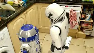Storm trooper and r2d2 in my kitchen