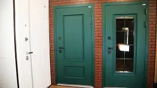 Входная дверь с терморазрывом АСД Олимп 3К (Муар зеленый / Лайт Софт Грей)
