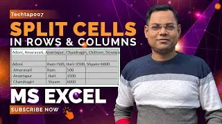 Split cells in rows & columns in Microsoft Excel