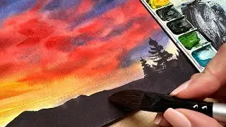How to Paint Dramatic Red Sunset Clouds in Watercolor—Step by Step!