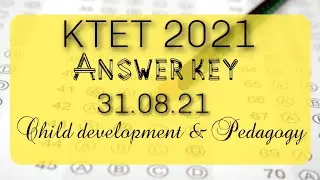 KTET answer key 2021|Category 1|child development & Pedagogy