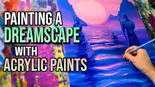 Painting A Dreamscape With Acrylic paints - Timelapse + Music