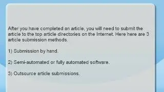 Article Submission - How to Submit Articles Quickly to Article Directories