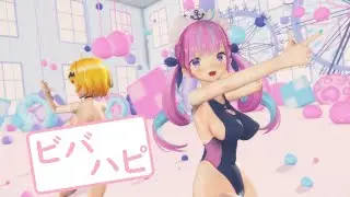 【MMDホロライブ 4K】湊あくあ＆夜空メル   で「ビバハピ」