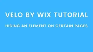 Hiding an Element on Certain Pages | Velo by Wix Tutorial | Wix Website Builder Tutorial