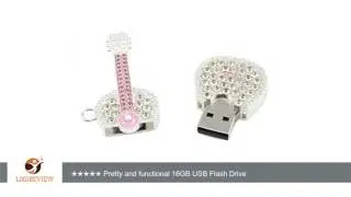 COMTOP 16GB Shiny Crystal Diamond Guitar USB Flash Drive with Necklace(Silver) | Review/Test