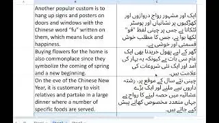 Unit 2, Chinese New Year, Part 2, Translation into Urdu, Class 10, English, FBISE