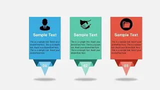 Desain Slide 3 Step Origami Infographic di Powerpoint / Free Template PPT