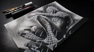 Desenhando Homem-Aranha de Roupa Negra de Tobey Maguire, Speed Drawing Black Spider-Man