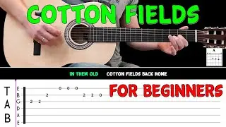 COTTON FIELDS | Easy guitar melody lesson for BEGINNERS (with tabs) - CCR
