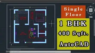 Single Floor Autocad House Plan -1BHK(400 sqft) | Autocad Drawings & Draftings | MDS | Civil Cube