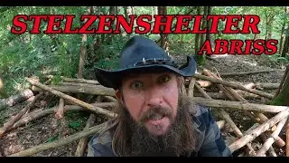 Stelzenshelter wird dem Erdboden gleich gemacht. Erneuter Shelterabriss #bushcraft #outdoor #wald