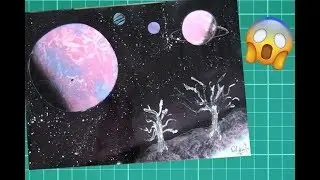 Pink Planets And Trees Spray Paint Art