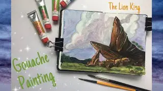🌾 Gouache Painting / Guaj Boya - The Lion King Landscape Timelapse