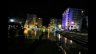 Walking in Vaslui in HEAVY RAIN - Saturday Night City Ambience