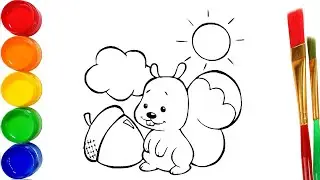 How to draw a squirrel with a nut | Easy Drawing for kids