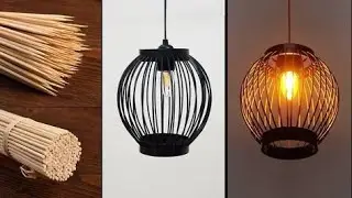 HOW TO MAKE SIMPLE HANGING LAMPSHADE USING BAMBOO STICKS  DIY Hanging Lamp  Easy Decor Idea