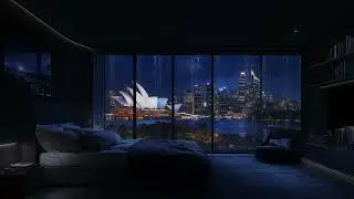 Rainy City View Night from Cozy Apartment | Rain and Thunder Sounds for Sleeping & Stress Relief 🌧️💤