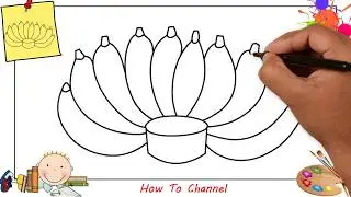 How to draw a bunch of bananas EASY step by step for kids, beginners, children