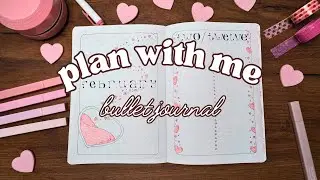 plan with me 🌸 February bullet journal setup 💕 pink bujo idea