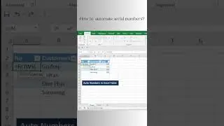 Automate Serial Number in Excel Table #excel #msexcel #youtubeshorts #formula #exceltips #smartwork