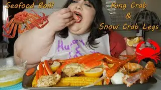 Seafood Boil With King Crab & Snow Crab Legs Potatoes Corn On the Cob Sausage & Boiled Eggs Mukbang