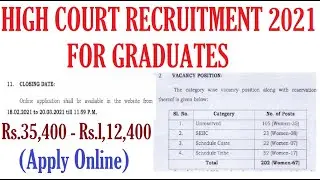 Government jobs 2021 For Graduates, High Court Recruitment 2021, sarkari naukri 2021, Apply Online