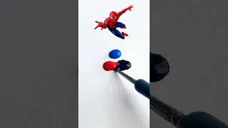Who is your favourite marvel superhero??? ❤️ #spiderman #acrylic #satisfying #tiktok #colormixing