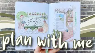 July 2022 plan with me | houseplant and cozy home bullet journal theme