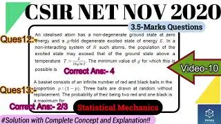 10. Statistical Mechanics Solutions| CSIR NET NOV 2020| Section-B: 3.5-Marks| Complete Solution| NTA