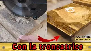 Una fantastica lavorazione con la troncatrice. Svuota tasche in rovere