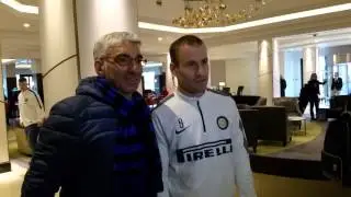 Glasgow - Juan Jesus saluta Inter Club Bisceglie per Celtic-Inter!!