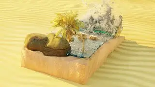 blender beach wave sceane