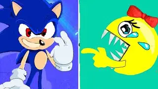 Sonic Vs Ghost pushed Pac-Man from Cliff | Pacman Stop Motion | كرتون Pacman