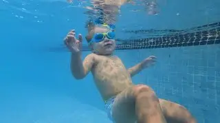 Baby Floats for the First Time on His Back