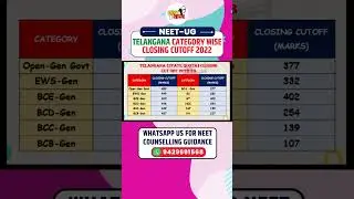 NEET 2022 Cutoff for Telangana | Telangana MBBS Cutoff 2023| NEET Category Wise Expected Cutoff