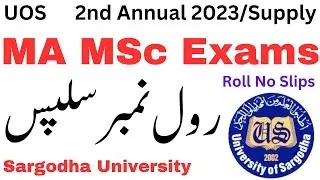 MA MSc Roll No Slips Sargodha University | MA MSc 2nd Annual 2023 Roll No Slips UOS